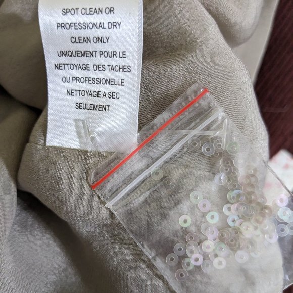 Renzo + Kai 100% Silk Gray Iridescent Sequined Wrap Skirt Mini Dress - size S - Picture 13 of 14